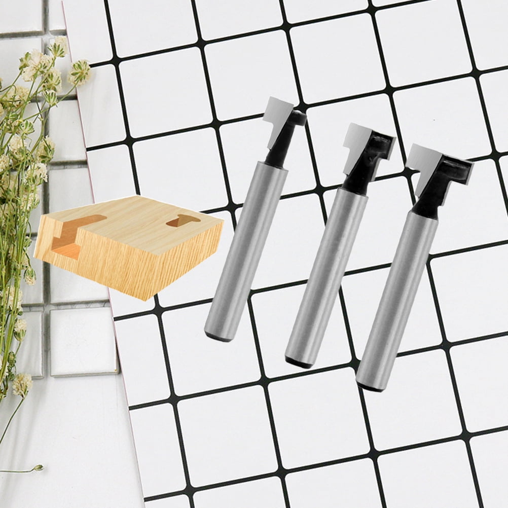 3Pcs Keyhole Router Bit Set Woodworking Milling Cutter Tool Silver, Size 4