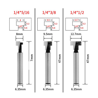 3Pcs Keyhole Router Bit Set Woodworking Milling Cutter Tool Silver, Size 4