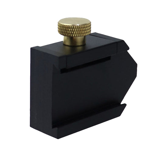 Steel Ruler Positioning Block for Woodworking DIY, Aluminum Alloy with Brass Knob, Model 7045892, 6x4cm