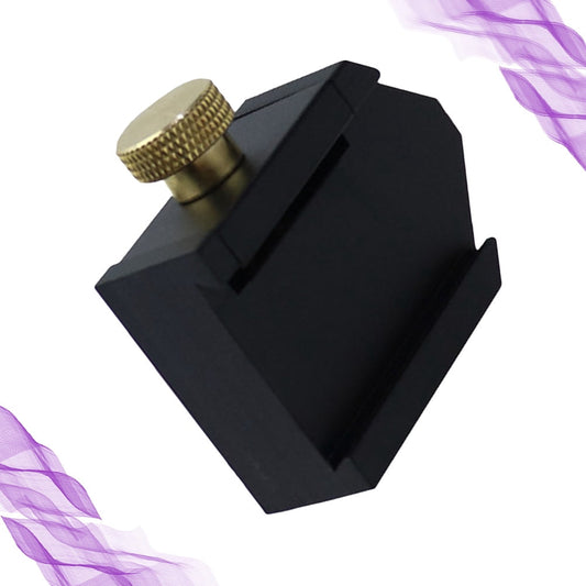 Steel Ruler Positioning Block for Woodworking DIY, Aluminum Alloy with Brass Knob, Model 7045892, 6x4cm