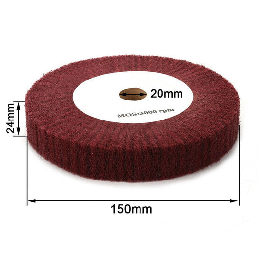 Nylon Fiber Flap Polishing Wheel Disc 320 Grit Non-Woven Abrasive Buffing Wheel for Metal Wood, 4 Inch to 12 Inch 125mm 150mm