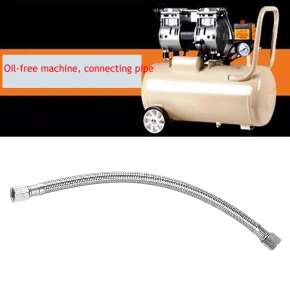 1Pc Air Compressor Flexible Hose Stainless Steel Air Pump Check Valve Connecting Tube, 350mm