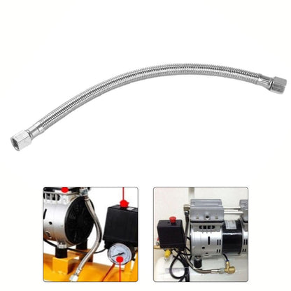 1Pc Air Compressor Flexible Hose Stainless Steel Air Pump Check Valve Connecting Tube, 350mm