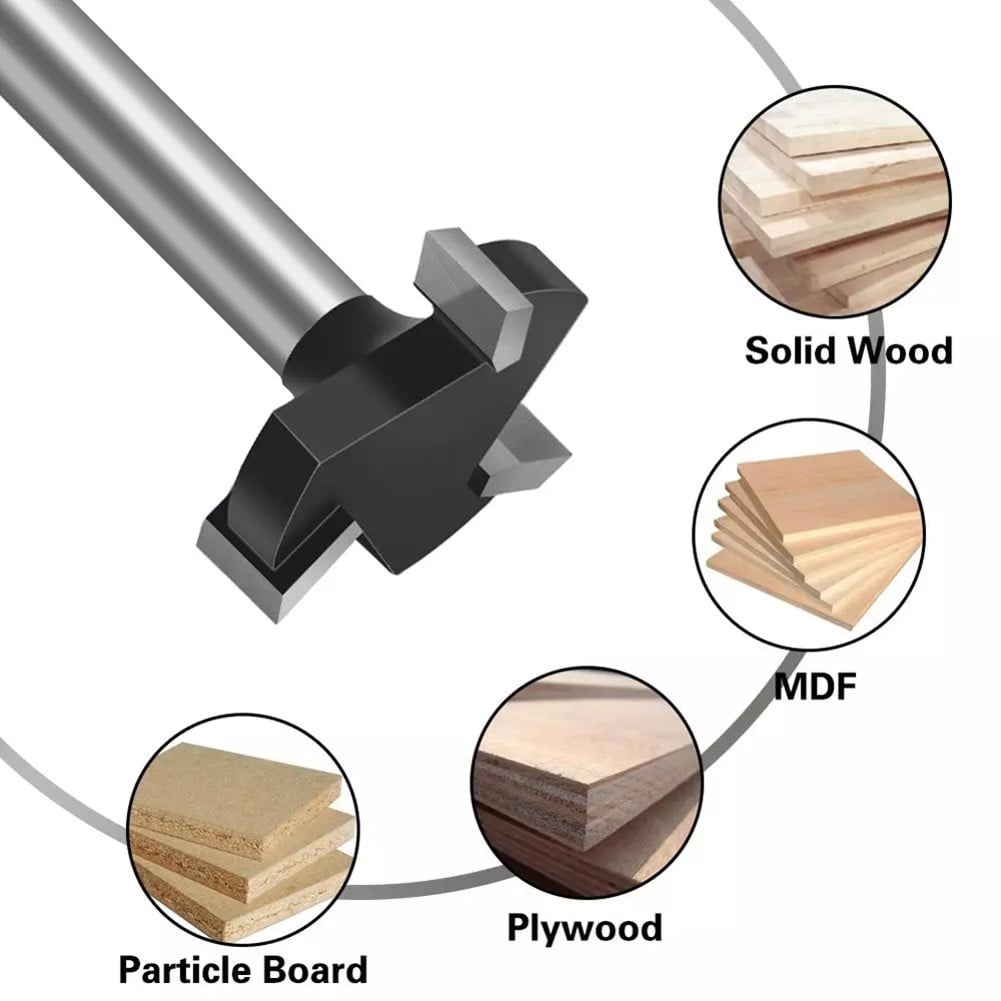 CNC Spoilboard Surfacing Router Bit, Durable Carbide Tipped Tool, Quarter Inch Shank