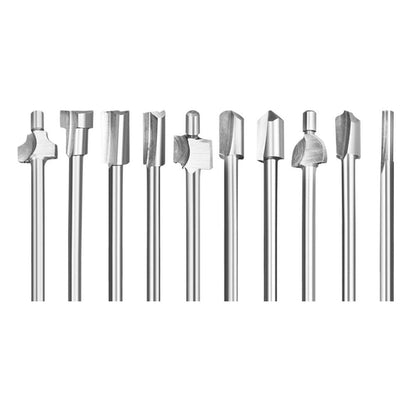 10Pcs HSS Router Bits Set, Wood Cutting Milling Cutter Compatible with Dremel Rotary Tools for DIY Woodworking, 1/8 Inch Shank