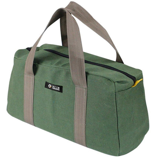3 Pieces Heavy Duty Canvas Tool Bags with Hard Waterproof Bases, Wide Mouth Carry Totes for Tools, 40 x 22 x 15 cm, Green