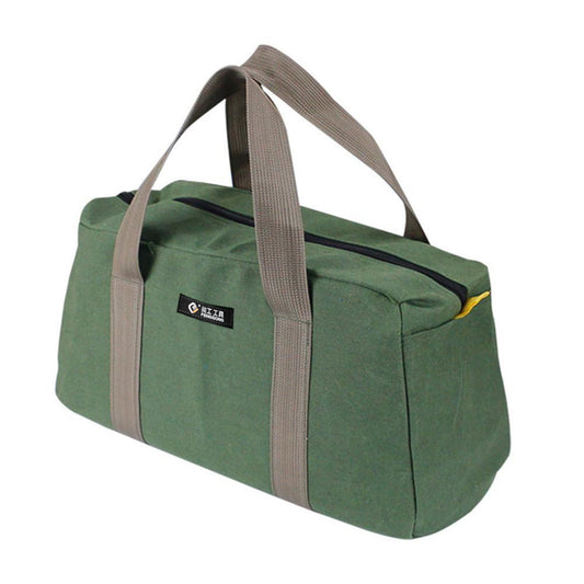 4 Pieces Heavy Duty Canvas Tool Bags with Hard Waterproof Bases, Wide Mouth Carry Totes for Tools, 40 x 22 x 15 cm, Green