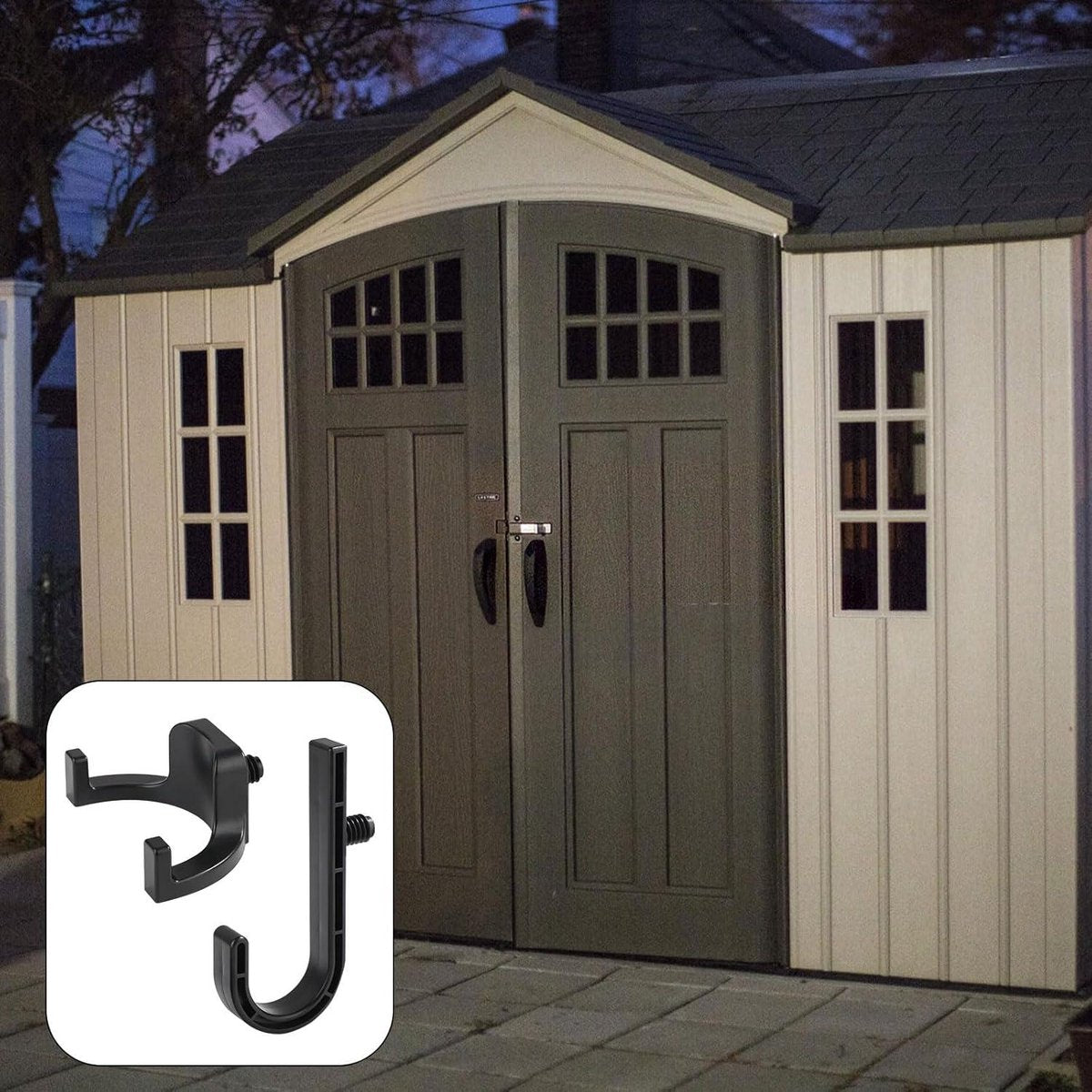 Set of 2 Storage Hooks for Sheds | V-Shaped Tool Hooks | Storage Accessories - Black | Suitable for Craftsman Sheds