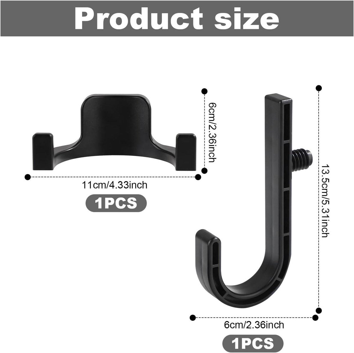 Set of 2 Storage Hooks for Sheds | V-Shaped Tool Hooks | Storage Accessories - Black | Suitable for Craftsman Sheds