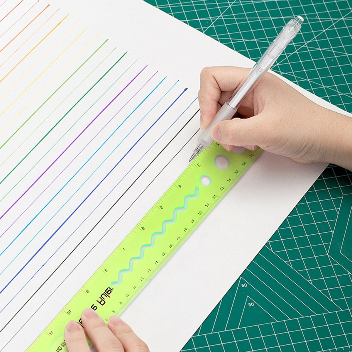 Flexible Ruler Soft Plastic Shatterproof Straight Measuring Tool for Office and School Supplies, 30cm/12inch, Red
