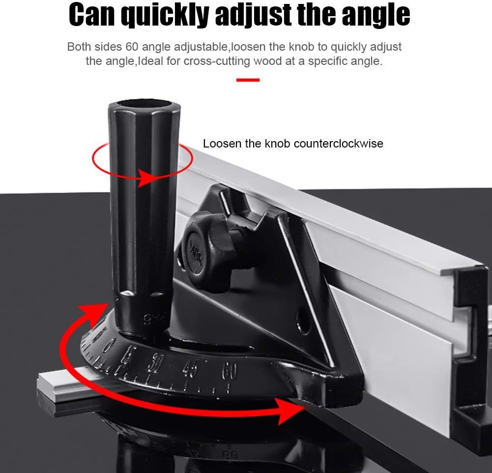 Miter Gauge Table Saw, Miter Gauge Fence System Woodworking Tools Push Block with Angle Plate Ruler, Precision Miter Gauge