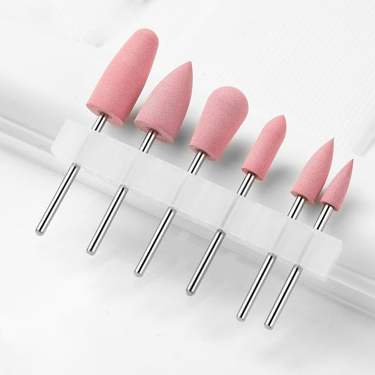 6Pcs Nail drill bit,3/32 inch Bits ,silicone drill bit, suitable for polishing and polishing natural nails to remove tiny dust