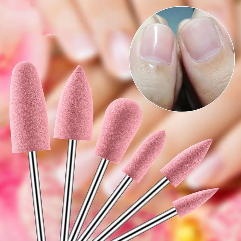 6Pcs Nail drill bit,3/32 inch Bits ,silicone drill bit, suitable for polishing and polishing natural nails to remove tiny dust