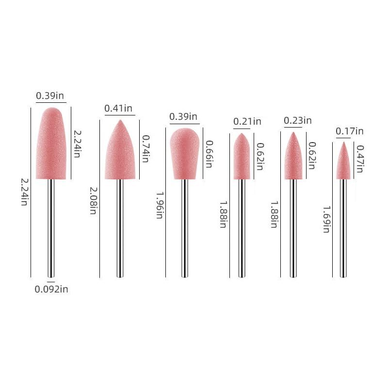 6Pcs Nail drill bit,3/32 inch Bits ,silicone drill bit, suitable for polishing and polishing natural nails to remove tiny dust