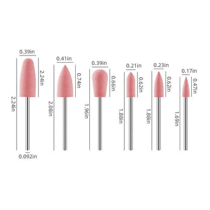 6Pcs Nail drill bit,3/32 inch Bits ,silicone drill bit, suitable for polishing and polishing natural nails to remove tiny dust