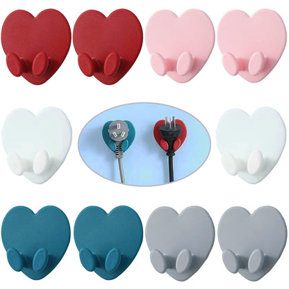 10 Pack Heart Shaped Utility Wall Hooks, Strong Adhesive Wall Hook, Multifunctional Self Adhesive Hooks for Bathroom Kitchen