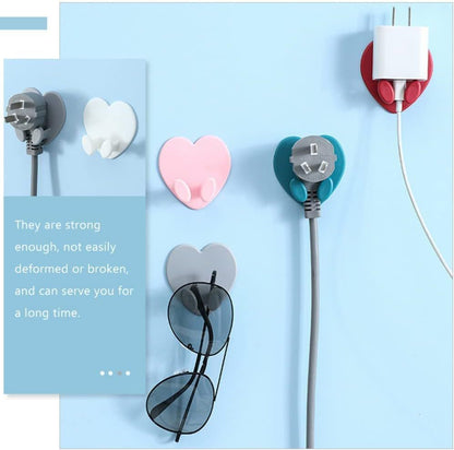 10 Pack Heart Shaped Utility Wall Hooks, Strong Adhesive Wall Hook, Multifunctional Self Adhesive Hooks for Bathroom Kitchen