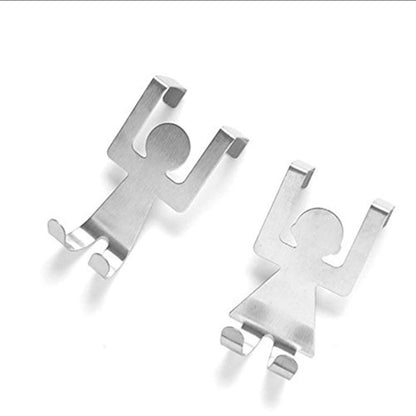 2 Pcs Creative Cartoon Humanoid Door-Back Hook, Seamless and Nail-Free Hook for Many Things Hanger Rack Tool