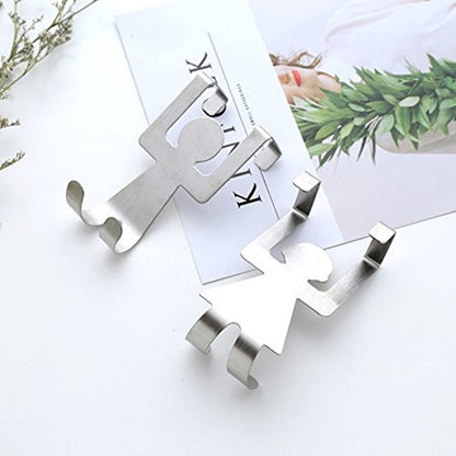 2 Pcs Creative Cartoon Humanoid Door-Back Hook, Seamless and Nail-Free Hook for Many Things Hanger Rack Tool
