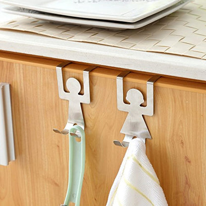 2 Pcs Creative Cartoon Humanoid Door-Back Hook, Seamless and Nail-Free Hook for Many Things Hanger Rack Tool