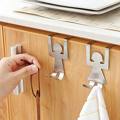 2 Pcs Creative Cartoon Humanoid Door-Back Hook, Seamless and Nail-Free Hook for Many Things Hanger Rack Tool