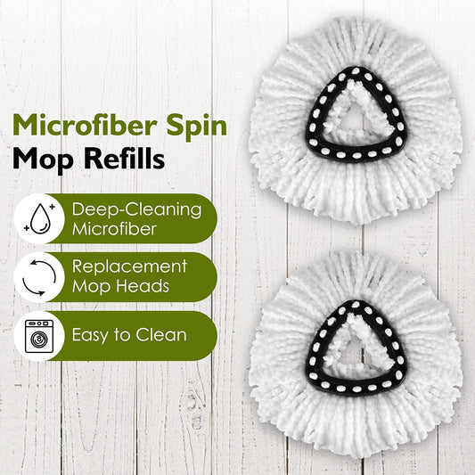4 Pack Spin Mop Head Replacement - Mop Replace Head Compatible , Microfiber Spin Mop Refills, Mop Replacements Easy Cleaning