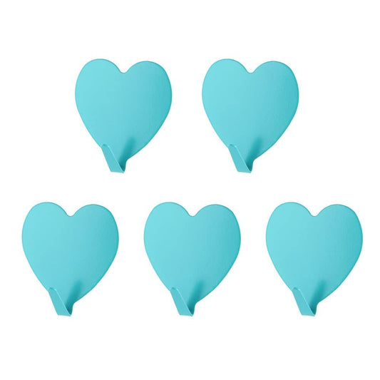 5PCS Heart Shaped Decorative Wall Hooks, Stainless Steel Keys Coat Hook, Self Adhesive Towel Hanging Hook, Strong Adhesive Wall