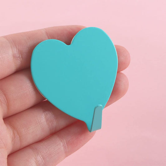 5PCS Heart Shaped Decorative Wall Hooks, Stainless Steel Keys Coat Hook, Self Adhesive Towel Hanging Hook, Strong Adhesive Wall
