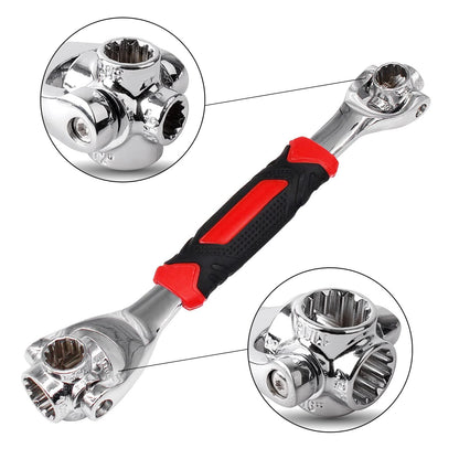 52 in 1 Socket Wrench, Stainless Steel Professional Multi-Functional Rotating Tools, 360 Degree Revolving Spanner