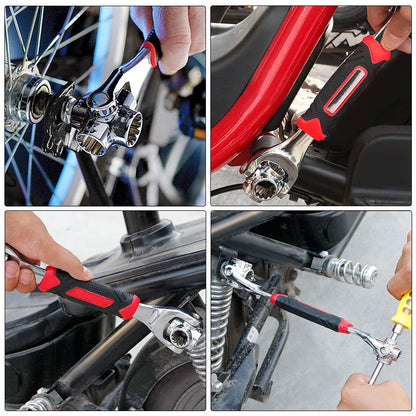 52 in 1 Socket Wrench, Stainless Steel Professional Multi-Functional Rotating Tools, 360 Degree Revolving Spanner