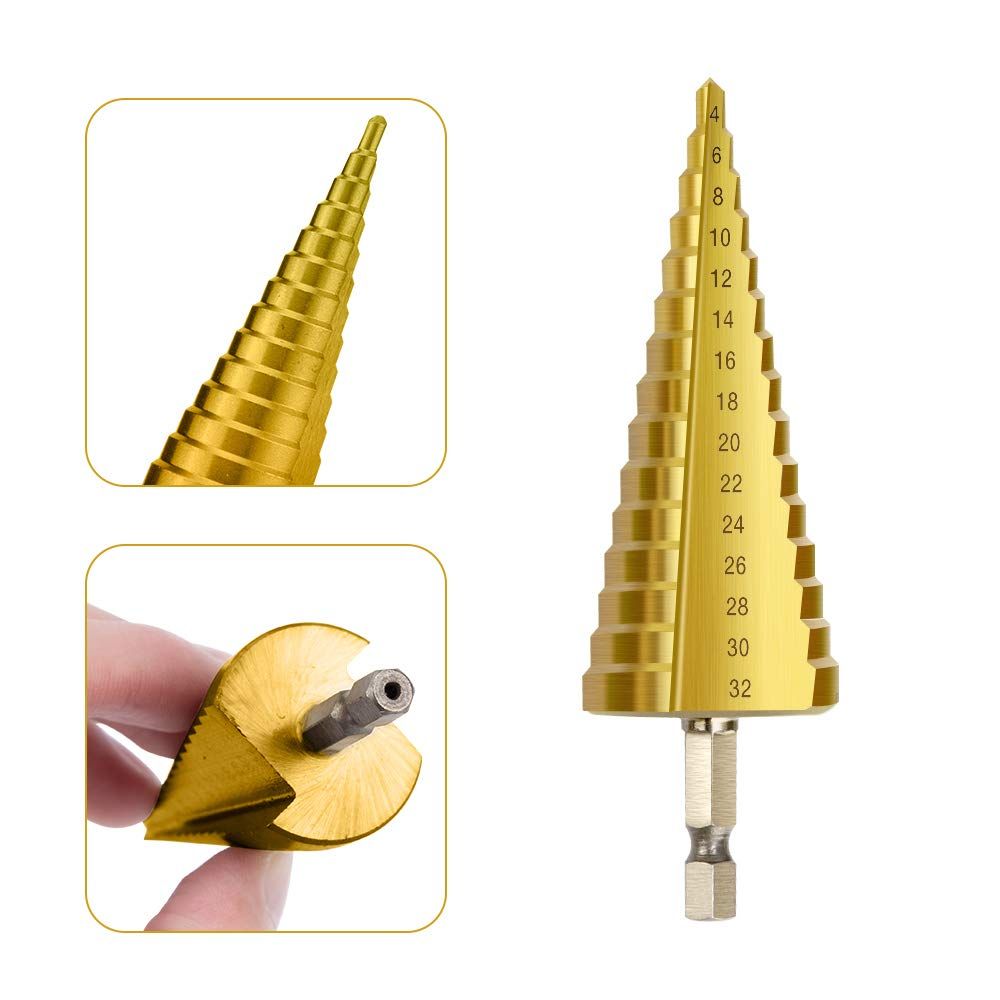 3-12 mm 4-20 mm High-Speed Steel Coated Step Drill Bit High Speed Steel Metal Wood Hole Cutter Cone Drilling Tool