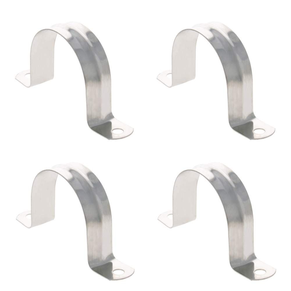 4Pcs Rigid Pipe Strap Tension Tube Clip Clamp Stainless Steel Rigid Pipe Straps with 2 Holes Tube U Bracket Clamp Hanger 50mm Pipe