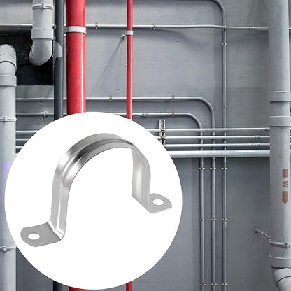 4Pcs Rigid Pipe Strap Tension Tube Clip Clamp Stainless Steel Rigid Pipe Straps with 2 Holes Tube U Bracket Clamp Hanger 50mm Pipe