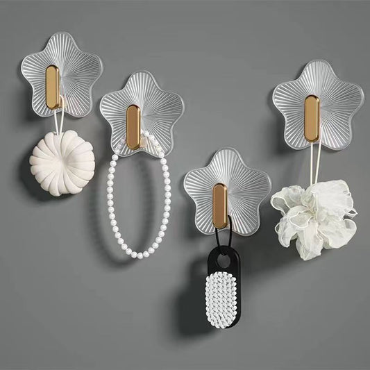 Stylish Star Shaped Door Wall Mounted Hooks Large Load-Bearing Hanging Hooks for Door Back Hanging Self-Adhesive Wall Hooks（4pcs）
