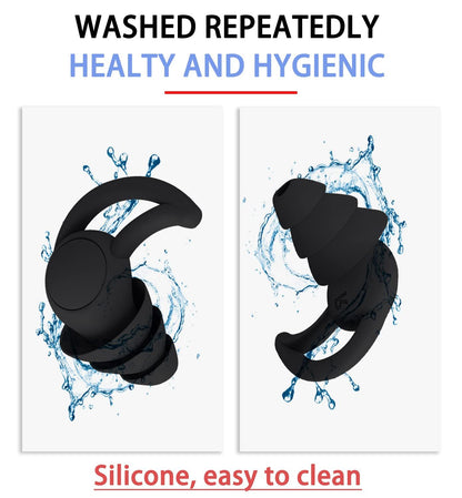 Ear Plugs for Sleeping Noise Cancelling,Washable Hearing Protection for Work, Travel, Concert, Swimming, Sleep Snoring (Black)