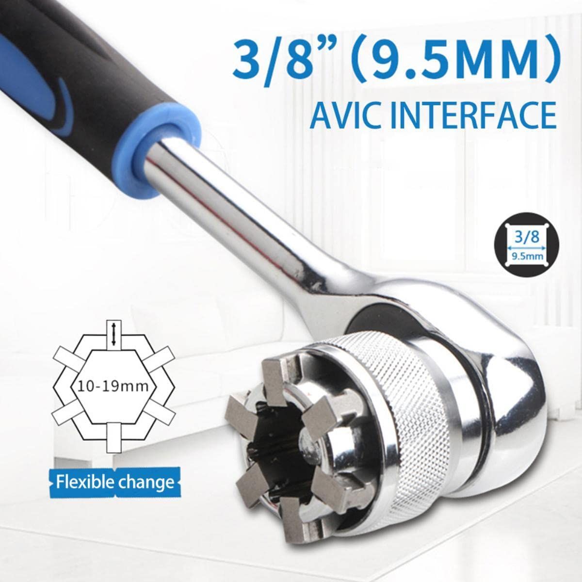 Mini Wrench Adaptive All-Fitting Multi Drill Attachment Universal Socket, Professional 3/8 Inch to 3/4 Inch 10mm-19mm Universal