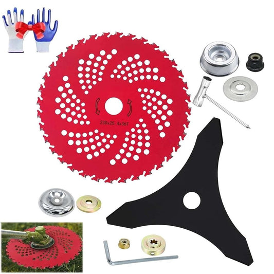 Circular Saw Blade for Weed Trimmers, 9 X 36 Teeth Carbide Tip Brush Blades with Adapter Kit, Steel Wire Grass Trimmer Head, Weed Wacker Blade for Most Brush Cutter,Trimmer,Weeder