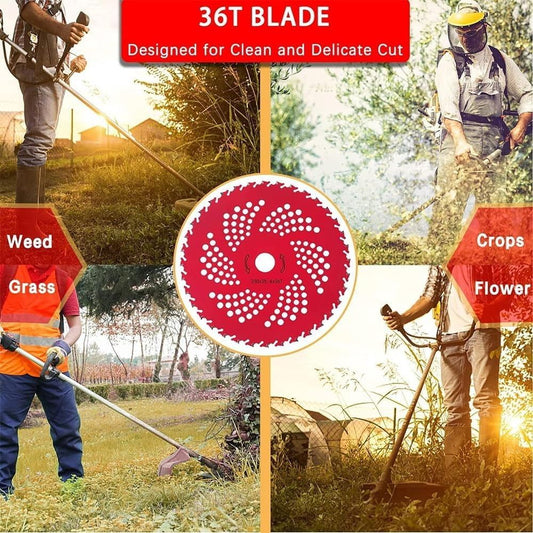Circular Saw Blade for Weed Trimmers, 9 X 36 Teeth Carbide Tip Brush Blades with Adapter Kit, Steel Wire Grass Trimmer Head, Weed Wacker Blade for Most Brush Cutter,Trimmer,Weeder