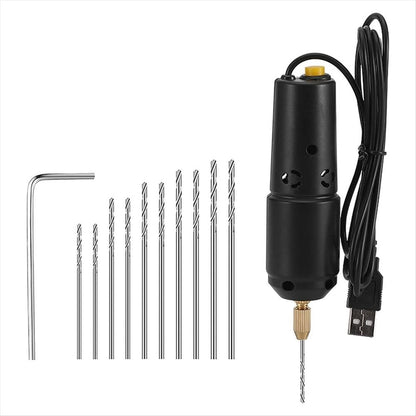 Mini Drill for Jewelry Making, Electric USB Drill Set with 10 0.8 to 1.2mm Drill Bits for Resin Casting Drilling