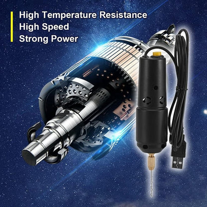 Mini Drill for Jewelry Making, Electric USB Drill Set with 10 0.8 to 1.2mm Drill Bits for Resin Casting Drilling