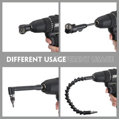 14 Pcs Flexible Drill Bit Extension Set 1/4 Inch Hex Bendable Drill Bit Extension 105 Right Angle Drill 90 Right Angle
