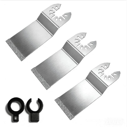 3Pcs Diamond Oscillating Multi Tool Blades 5X Longer Life Universal Fit with Adapters for Grout Removal and Bathroom Renovations