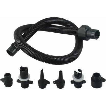 Inflatable Air Hose Nozzle Kit with 6 Sizes for Electric Air Pumps 20PSI, Compatible with HT-781 HT-782 HT-790 HT-792, for Kayak, Paddle Board, Boat, and Water Sports Accessories, Black 3.3ft