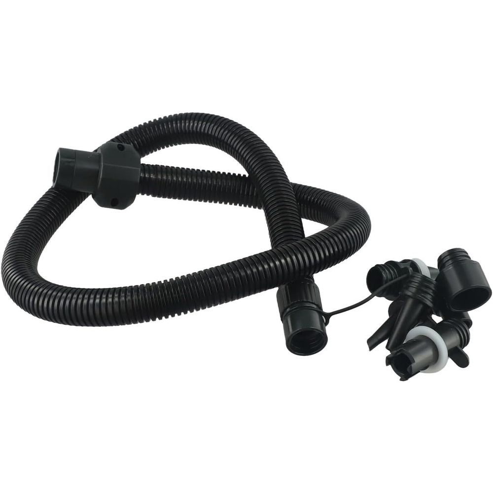 Inflatable Air Hose Nozzle Kit with 6 Sizes for Electric Air Pumps 20PSI, Compatible with HT-781 HT-782 HT-790 HT-792, for Kayak, Paddle Board, Boat, and Water Sports Accessories, Black 3.3ft