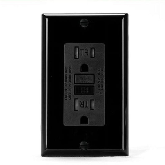 Outlet 15 Amp, Self-Test GFI Electrical Outlet, Tamper GFCI Receptacle with Wall Plate Black