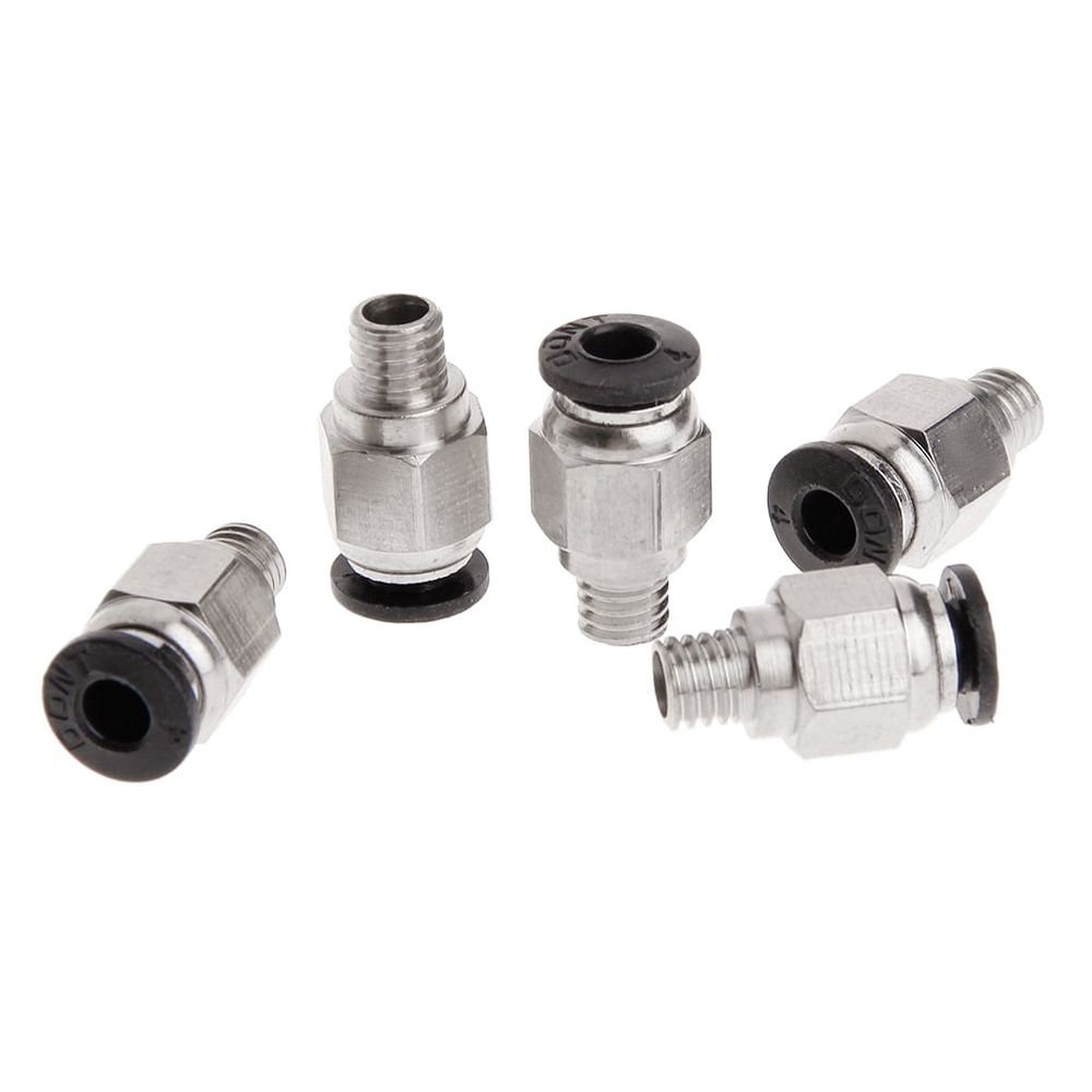5 Pcs PC4-M6 Male Thread Straight Pneumatic Fitting Coupler Connector Air Line Fittings for 4mm PTFE Tube Durable