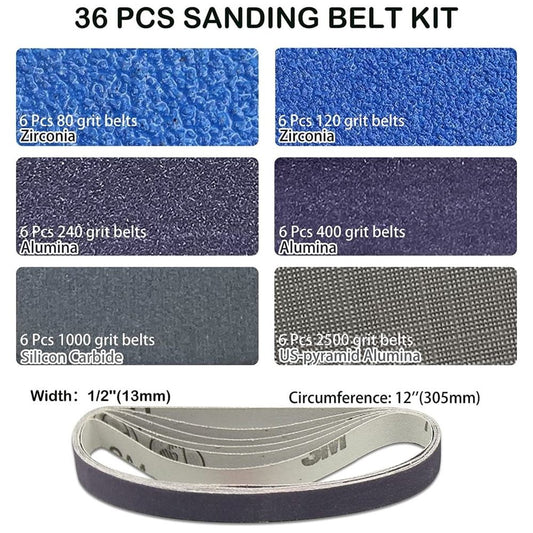 36 Pieces 1/2 Inch X 12 Inch Sanding Belts Red Color Cutter Sharpening Sanding Belt For Machinery And DIY Projects
