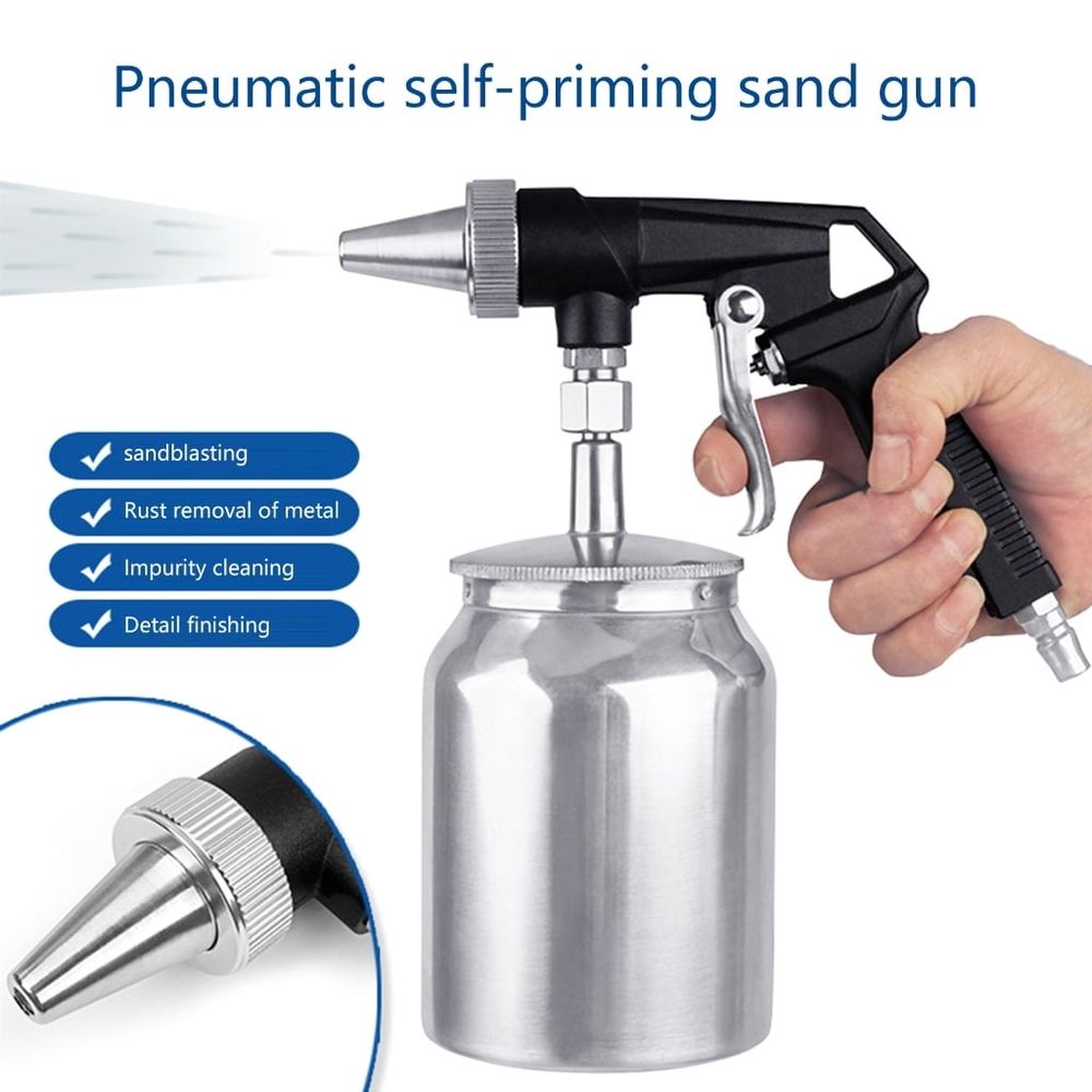 Aluminum Air Type Sandblasters Practical Sandblasting Tool With 1000ml Capacity For Various Surfaces Treatments