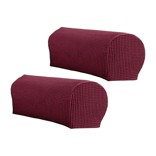 Stretch Plush Armrest Covers (Furniture Protector Sleeves, Recliner Slipcovers), Red Pair Of Stretch Plush Armrest Covers, For Chairs, Sofas, And Recliners, Set Of2