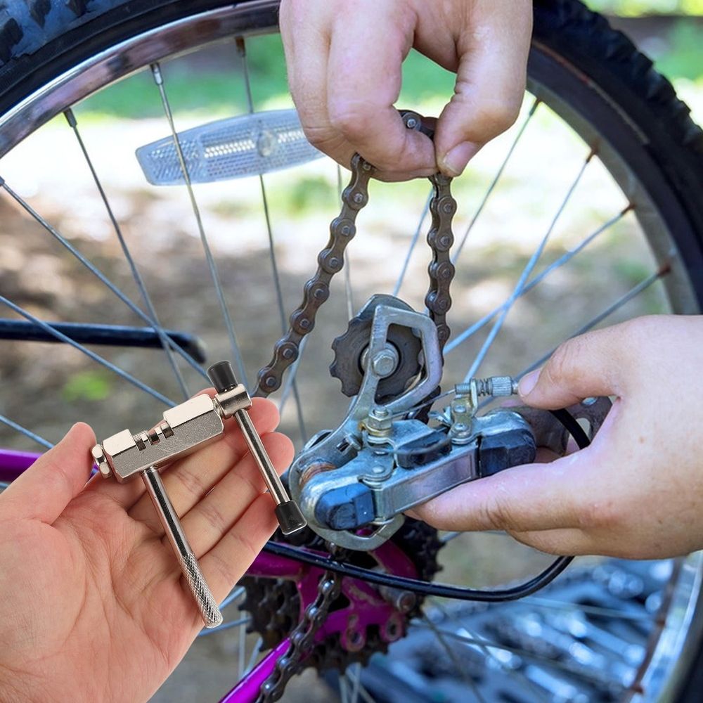 Portable Plated Silver Bike Chain Adjustment Tool for Motorcycle and Bicycle Chains